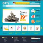 Webáruház készítés  Cián -fehér ajándék Store Magento téma 