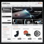webáruház készítés  Fehér és fekete Magento Autóalkatrész Sablon 
