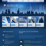  Kék és fekete Architecture honlap sablon Webáruház készítés