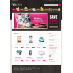 webáruház készítés  Fehér és fekete Pet Shop Magento téma 